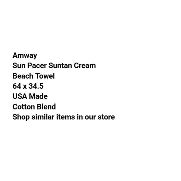 Vtg Amway Beach Towel 64 x 34.5 Sun Pacer Suntan Cream USA Cotton Blend - Picture 2 of 8